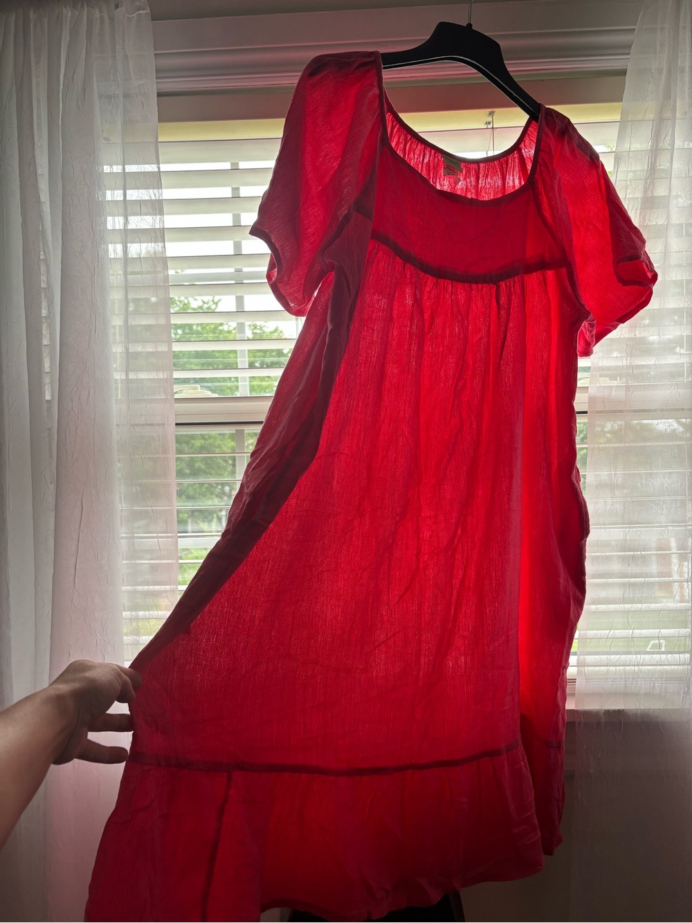 Vintage 100% Cotton Bright Pink Peasant Dress